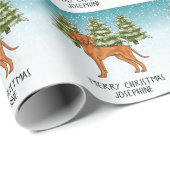 Ungarisch Vizsla Dog Snowy Winterwald und Text Geschenkpapier (Rolleneckpunkt)