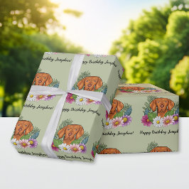 Ungarisch Vizsla Dog Sommer Floral Happy Birthday Geschenkpapier