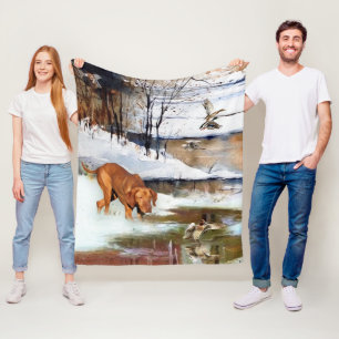 Ungarisch Vizsla, Jagd auf Enten im Winter Fleecedecke