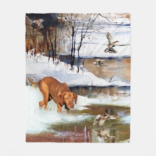 Ungarisch Vizsla, Jagd auf Enten im Winter Fleecedecke (Vorderseite)