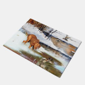 Ungarisch Vizsla, Jagd auf Enten im Winter Fußmatte (Schrägansicht)