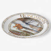 Ungarisch Vizsla, Jagd auf Enten im Winter Pappteller (Schrägansicht)