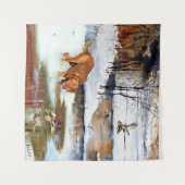 Ungarisch Vizsla, Jagd auf Enten im Winter Wandteppich (Vorderseite (Horizontal))