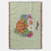 Ungarisch Vizsla mit farbenfrohen Blume und Namen Decke (Vorderseite Vertikal)