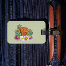 Ungarisch Vizsla mit farbenfrohen Blume und Namen