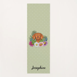 Ungarisch Vizsla mit farbenfrohen Blume und Namen Yogamatte