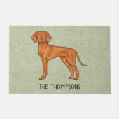 Ungarisch Vizsla Niedlich Cartoon Hund und Name Gr Fußmatte (Vorderseite)