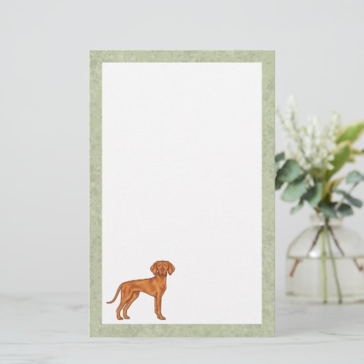 Ungarisch Vizsla Niedlich Cartoon Pointer Dog Gree Briefpapier (Stehend Vorderseite)