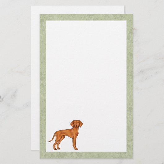 Ungarisch Vizsla Niedlich Cartoon Pointer Dog Gree Briefpapier (Vorne/Hinten)