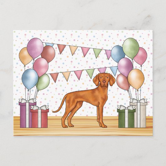 Ungarisch Vizsla Niedlich Dog Pastel Happy Birthda Postkarte (Vorderseite)