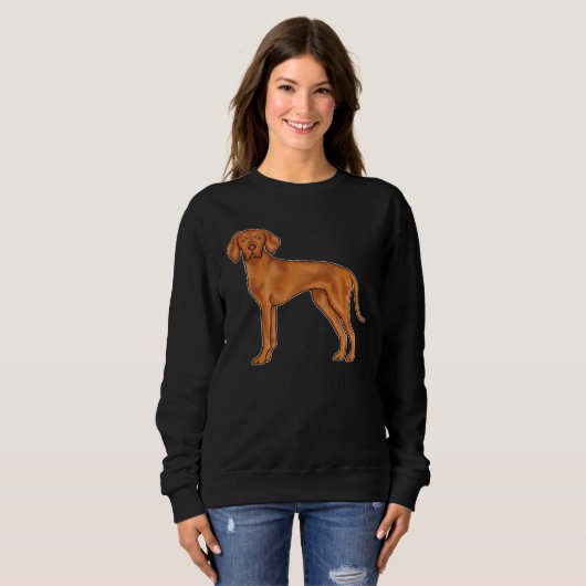 Ungarisch Vizsla Niedlich Pointer Dog Illustration Sweatshirt (Vorne ganz)