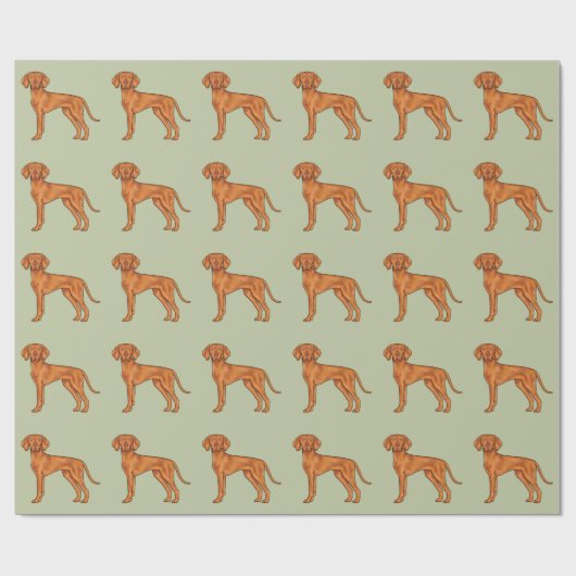 Ungarisch Vizsla Niedlich Pointer Dog Pattern Gree Geschenkpapier (Flach)