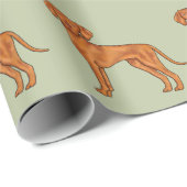 Ungarisch Vizsla Niedlich Pointer Dog Pattern Gree Geschenkpapier (Rolleneckpunkt)