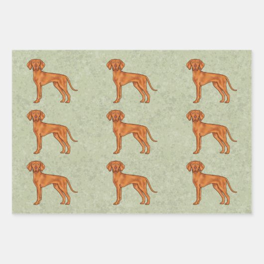Ungarisch Vizsla Niedlich Pointer Dog Pattern Gree Geschenkpapier Set (Vorderseite 3)