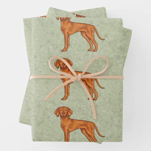 Ungarisch Vizsla Niedlich Pointer Dog Pattern Gree Geschenkpapier Set (Beispiel)