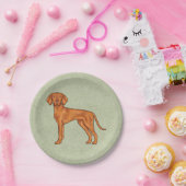 Ungarisch Vizsla Niedlich Pointer Dog Stehend Gree Pappteller (Party)