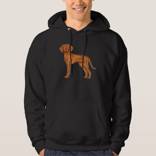 Ungarisch Vizsla Niedlich Red Cartoon Pointer Dog Hoodie (Vorderseite)