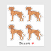 Ungarisch Vizsla Pointer Dog Cartoon Illustration Aufkleber (Blatt)
