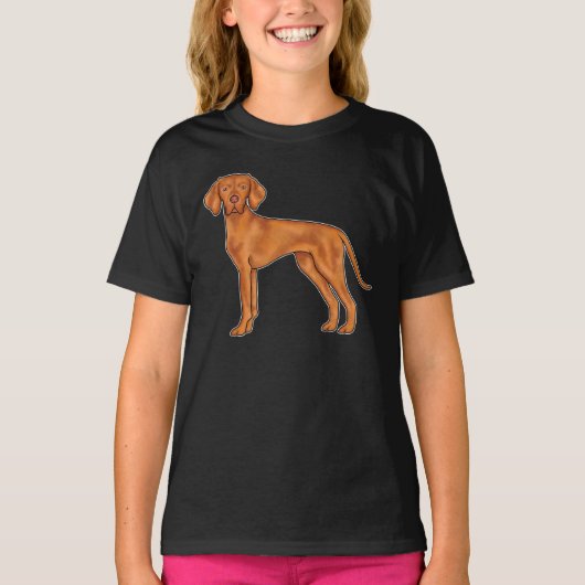 Ungarisch Vizsla Pointer Red Brown Cartoon Dog T-Shirt (Vorderseite)