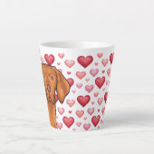 Ungarisch Vizsla Red Hearts Pattern Dog Liebe Rosa Milchtasse (Vorderseite)