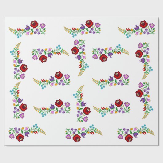 Ungarische Blume Design-Geschenk-Wrap Geschenkpapier (Flach)