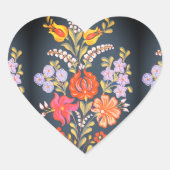 ungarische Blumen -lebendige Farben Herz-Aufkleber (Vorderseite)
