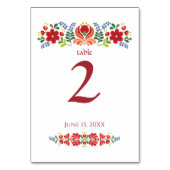Ungarische Design Red Blume Tischnummer Card (Rückseite)