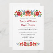 Ungarische Design Rote Blume Einladung Hochzeit (Vorne/Hinten)