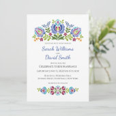 Ungarische Design Violet Floral Wedding Einladung (Stehend Vorderseite)