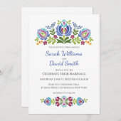 Ungarische Design Violet Floral Wedding Einladung (Vorne/Hinten)