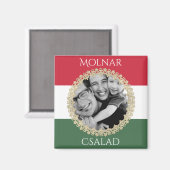 Ungarische Familie mit Foto und Name Magnet (Vorderseite/Rückseite)