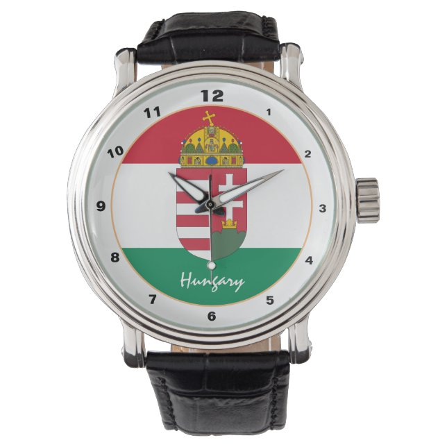 Ungarische Flag-Uhr, Emblem & Ungarische Mode Armbanduhr (Vorderseite)
