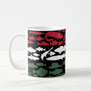 Ungarische Flagge aus Fisch - Fischereidesign Kaffeetasse