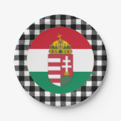 Ungarische Flagge, Büffel kariert und ungarische F Pappteller (Vorderseite)