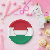 Ungarische Flagge & Herz, Ungarn - Party/Sport Pappteller (Party)