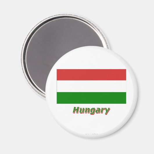 Ungarische Flagge mit Name Magnet (Vorderseite/Rückseite)
