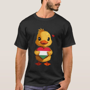 Ungarische Flagge Niedliche Ente Herz Ungarischer T-Shirt