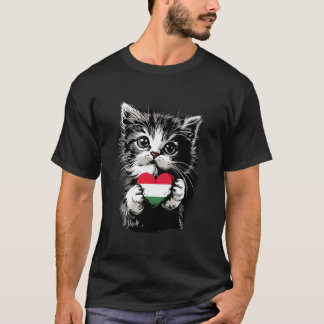 Ungarische Flagge Niedliche Katze Herz Ungarischer T-Shirt
