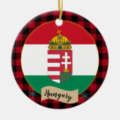 Ungarische Flagge, Roter Büffel kariert und Ungari Keramik Ornament (Vorne)