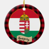 Ungarische Flagge, Roter Büffel kariert und Ungari Keramik Ornament (Hinten)