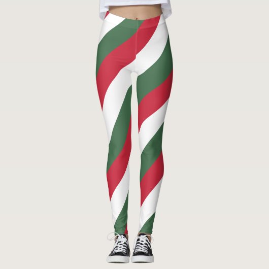 Ungarische Flaggenfarben diagonal gestreift Leggings (Vorderseite)