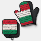 Ungarische Flaggenfarben mit Städten Ofenhandschuh & Topflappen-Set (Vorderseite/Rückseite)