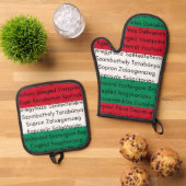 Ungarische Flaggenfarben mit Städten Ofenhandschuh & Topflappen-Set (Oben Unten)