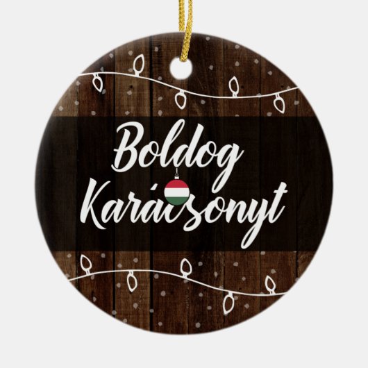 Ungarische frohe Weihnachten Boldog Karácsonyt Keramik Ornament (Vorne)