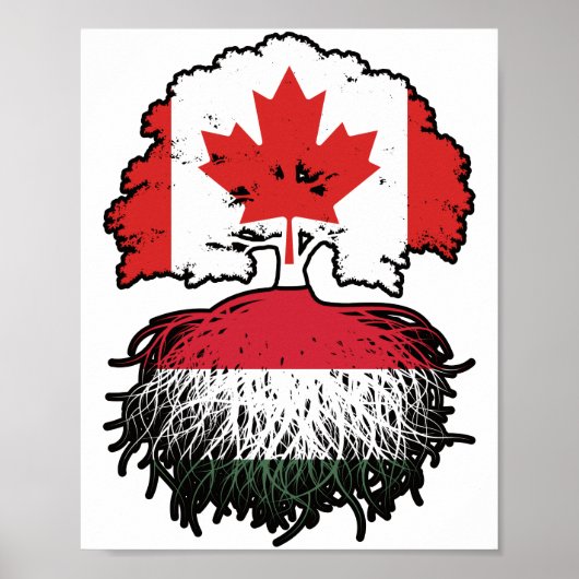 Ungarische kanadische Tree-Roots-Flagge Poster (Vorne)