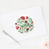 Ungarische Matyo Folk Art Runder Aufkleber (Umschlag)