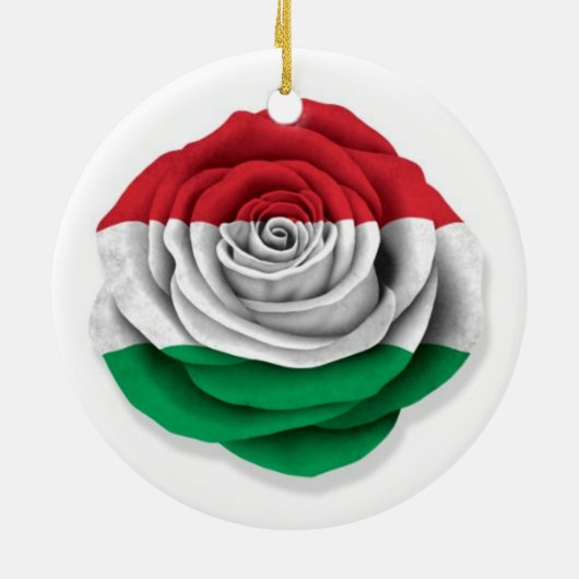 Ungarische Rosen-Flagge auf Weiß Keramikornament (Hinten)