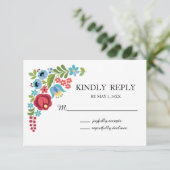 Ungarische Rote Rose Wedding RSVP Card (Stehend Vorderseite)