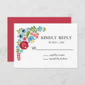 Ungarische Rote Rose Wedding RSVP Card (Vorne/Hinten)