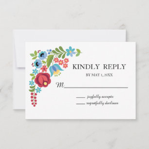 Ungarische Rote Rose Wedding RSVP Card Karte